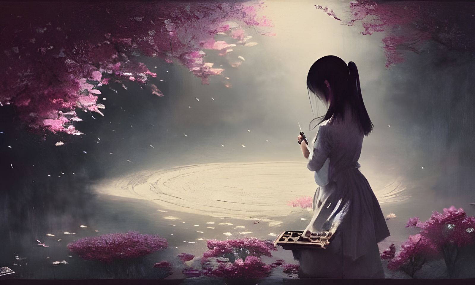 She paints the flowers