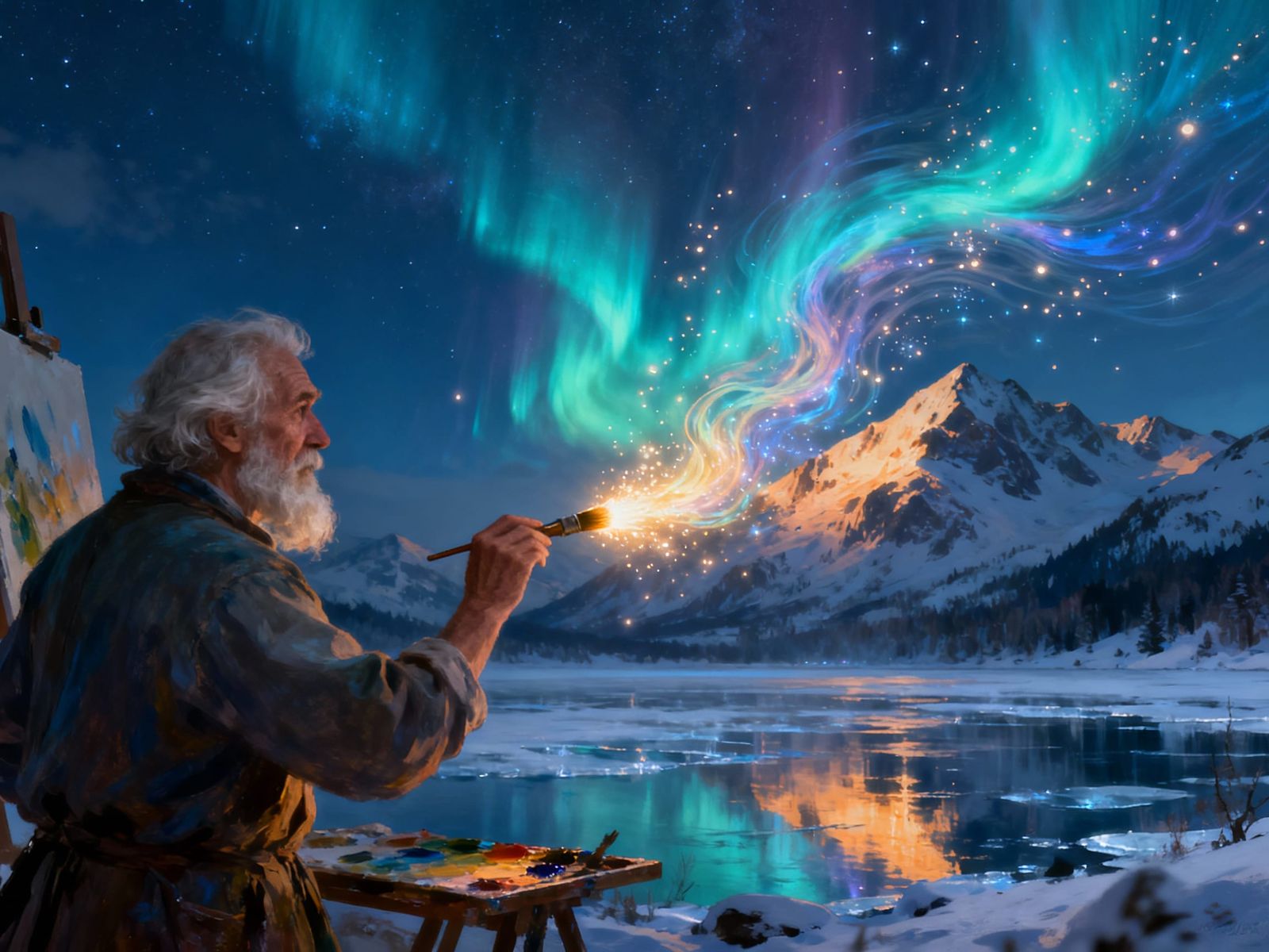 Aurora borealis - painting northern lights  by @Dean