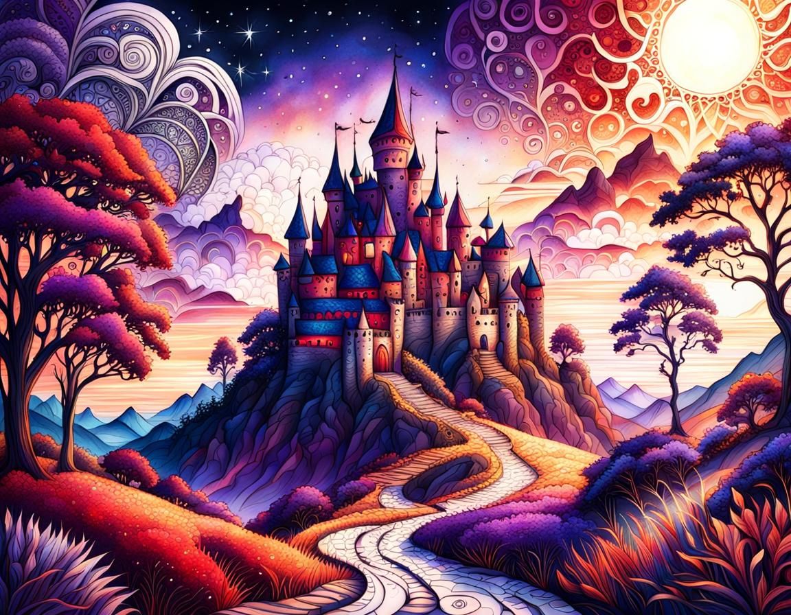 Red and Purple Castlescape  by @FrancesFantasy