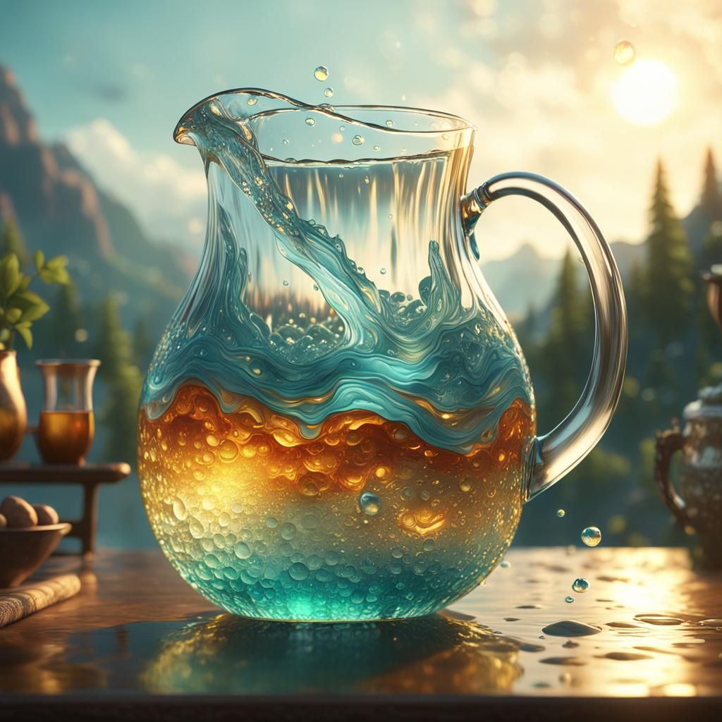 Glass Pitcher Turns Into Gushing Spring: Fantasy Art