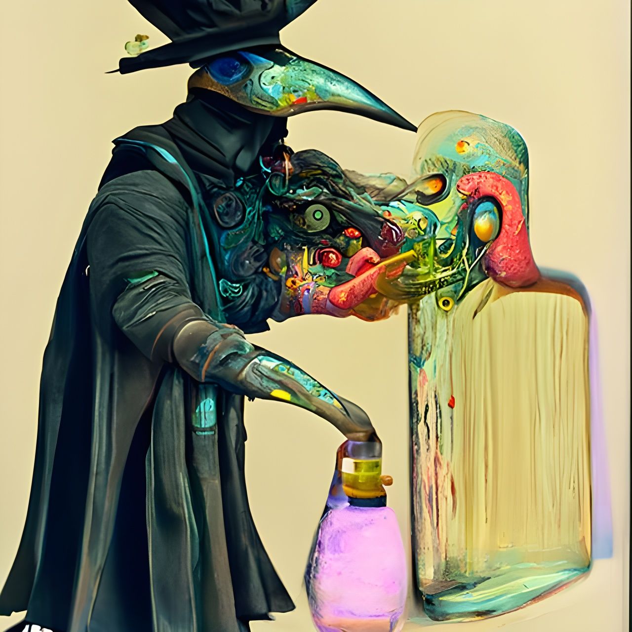 plague doctor healing using magical potions