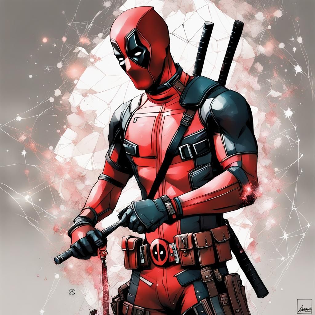 Deadpool, Getting Ready For His Ride - Ai Generated Artwork - Nightcafe 