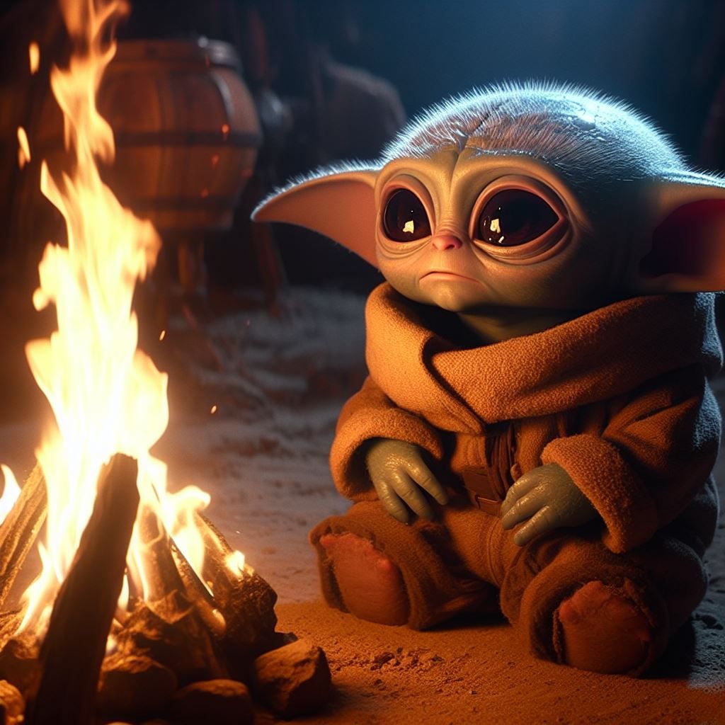 "Grogu's first campfire!"