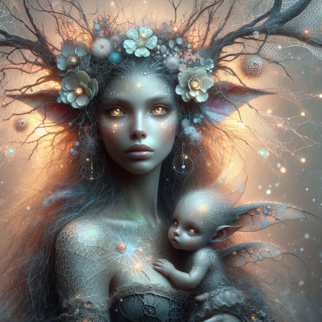 Faun Mother And Child....