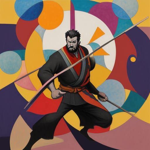 Samurai zatoichi meet Paul Klee paint world and abstract art 