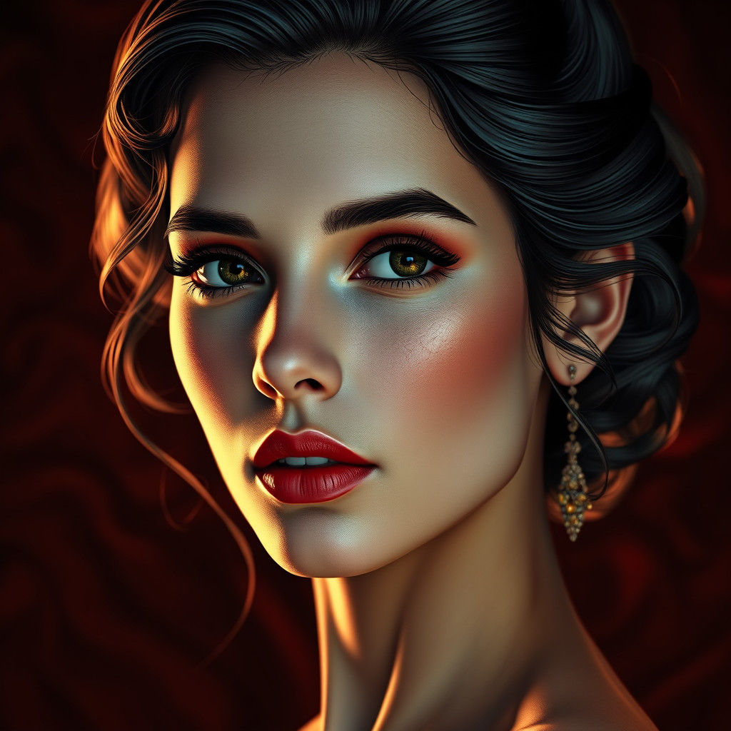 Dramatic Portrait with Art Nouveau Flair