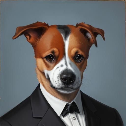 A jack russell terrier wearing a dapper doctor duke mask