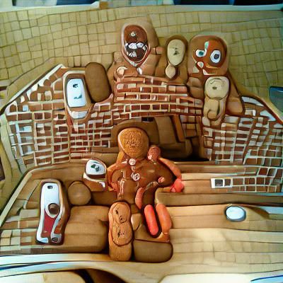 gingerbread man in his gingerbread home with his gingerbread...