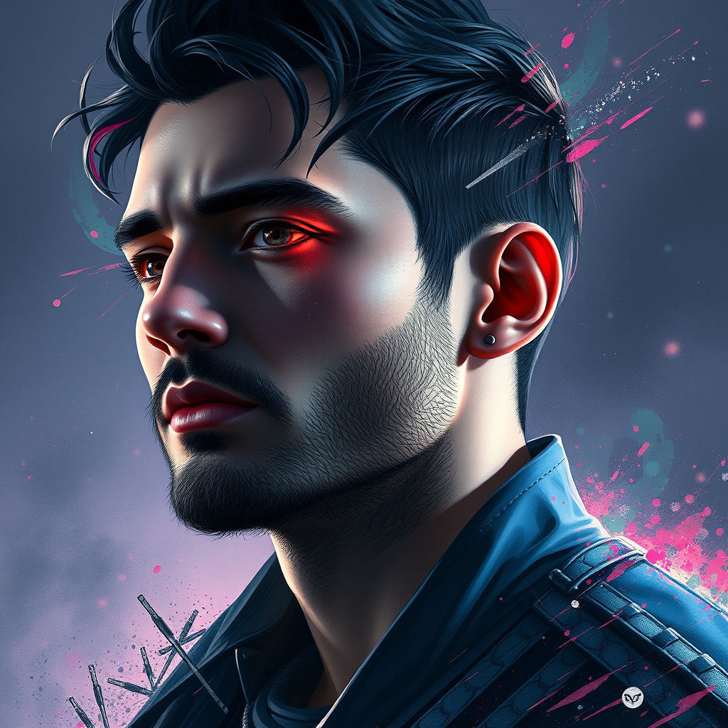 Dynamic Portrait in Hyperdetailed Art Nouveau Style