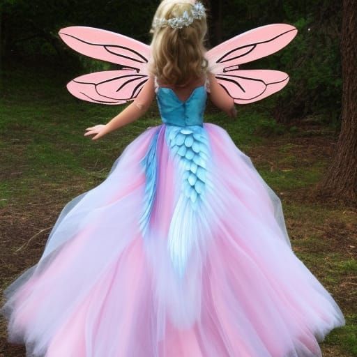 Fairy Princess with Wings in Ballgown