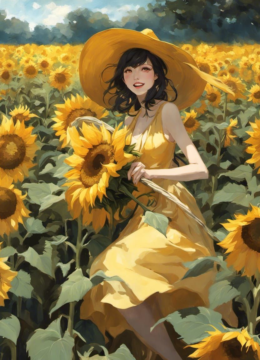 Sunflower Lady AI Generated Artwork NightCafe Creator