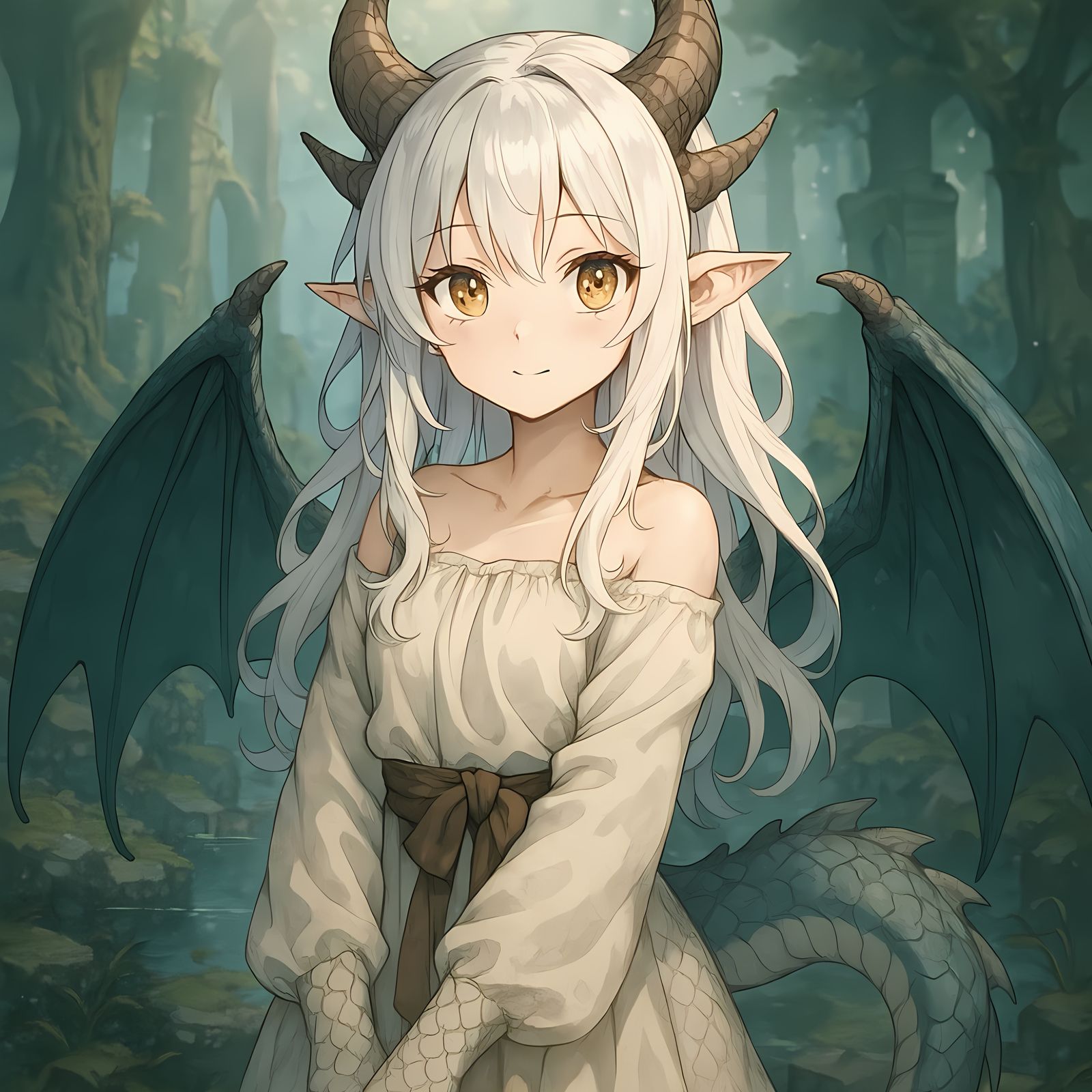 Ancient creature from mythology as anime girl