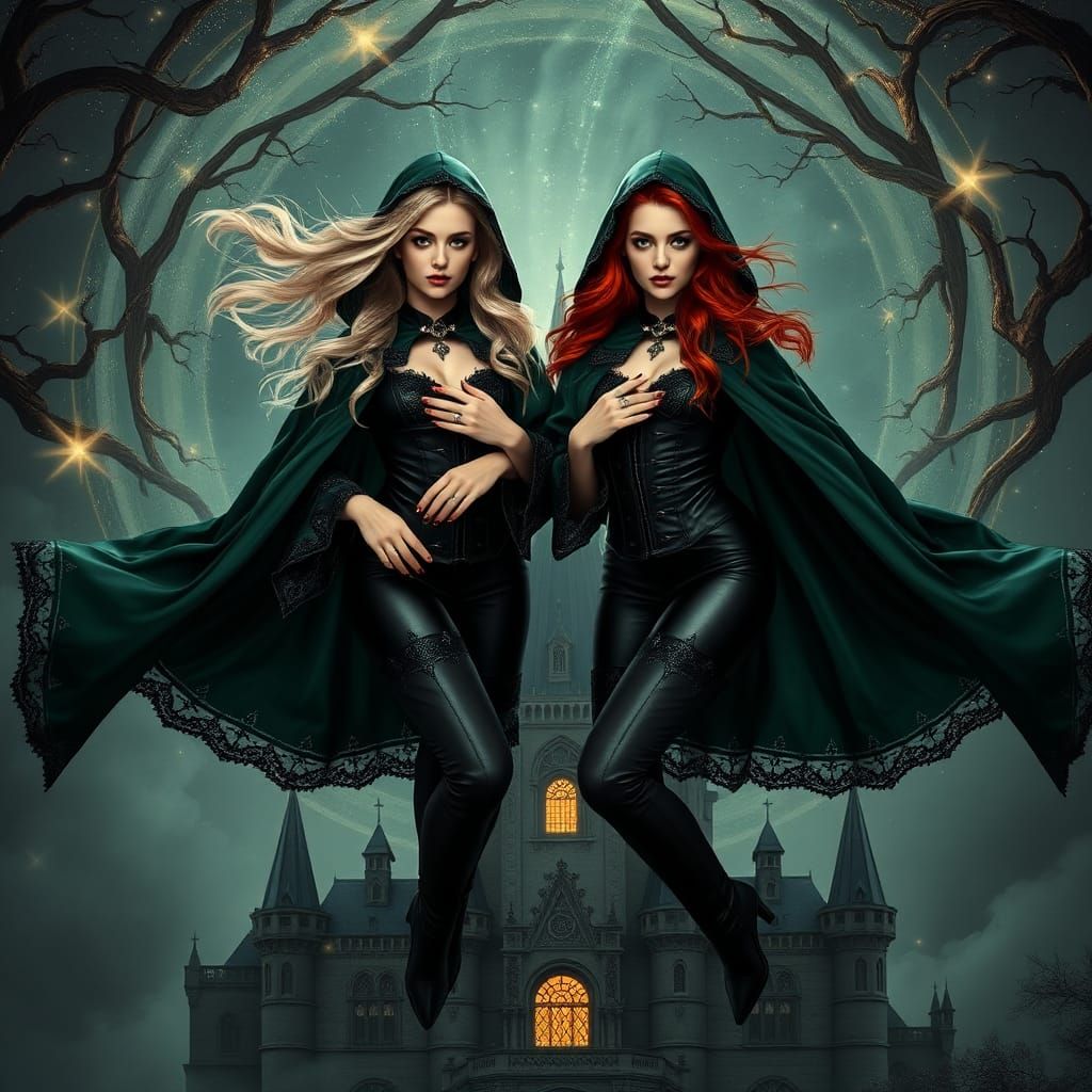 Chloë and Zoey visiting wizard school