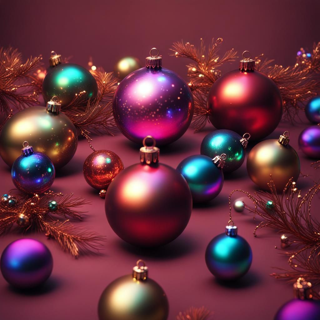 Holographic Christmas baubles - AI Generated Artwork - NightCafe Creator