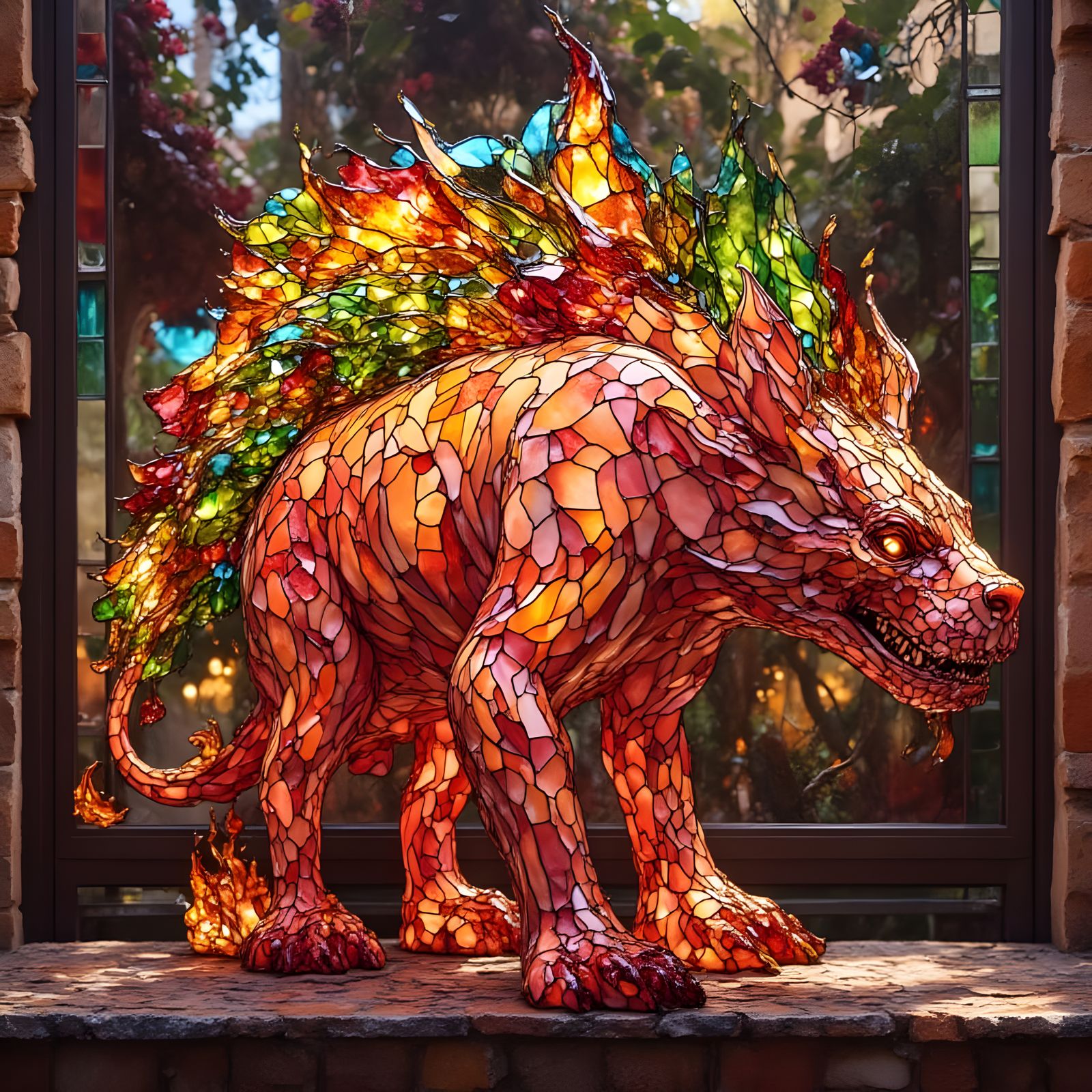 3d stainres glass of Pink taco <lora:DarkStain:1.0>