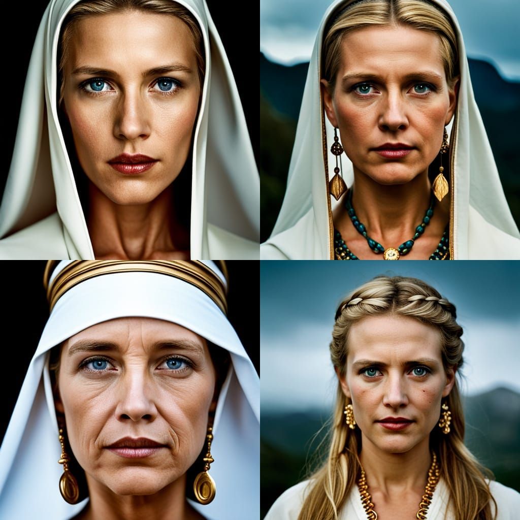 a heavenly beautyful blond priestess of pelor Close-up portr...