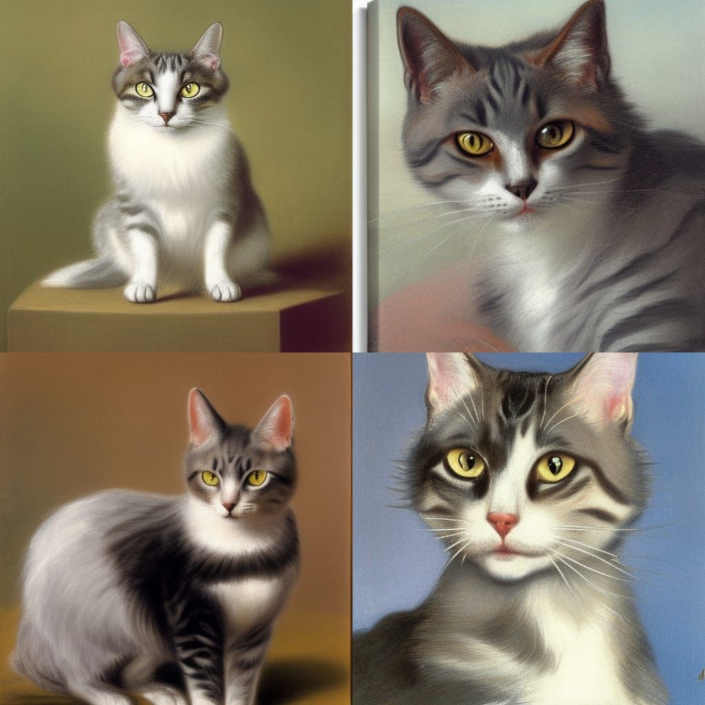 glamor portrait of a grey tabby calico cat by Rosa Bonheur