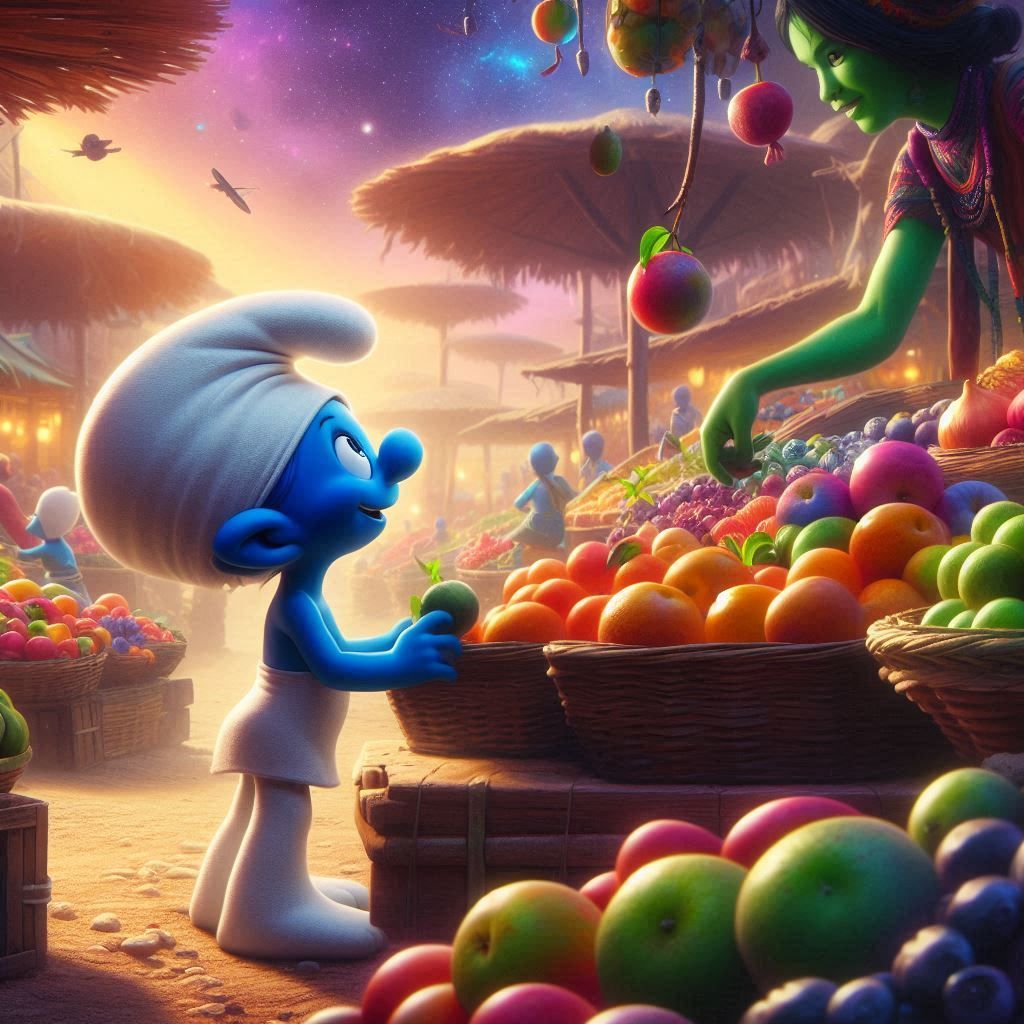 At a market on an exotic exoplanet