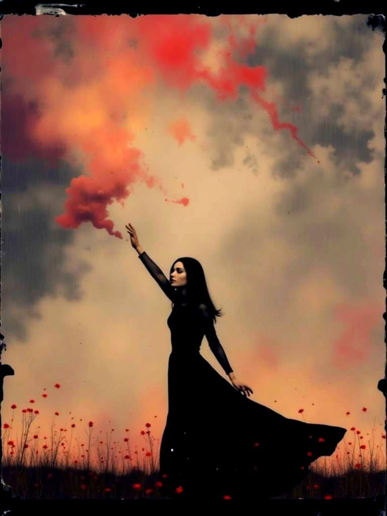 Goth Girl, Like a water color in the rain, Fluid motion atmosphere in flux, are you having any fun in the rain<lora:Atmosphere in Flux:1.0> 