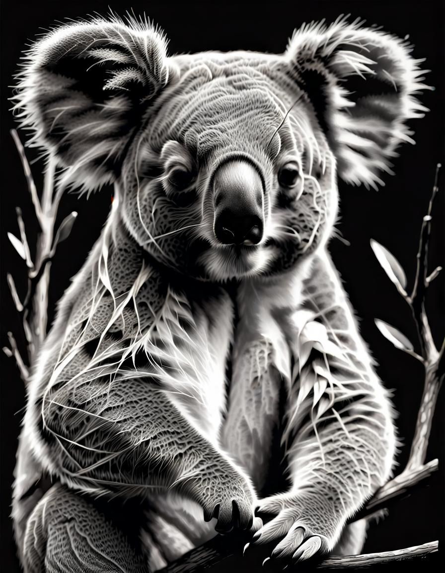 Scratchboard Koala AI Generated Artwork NightCafe Creator