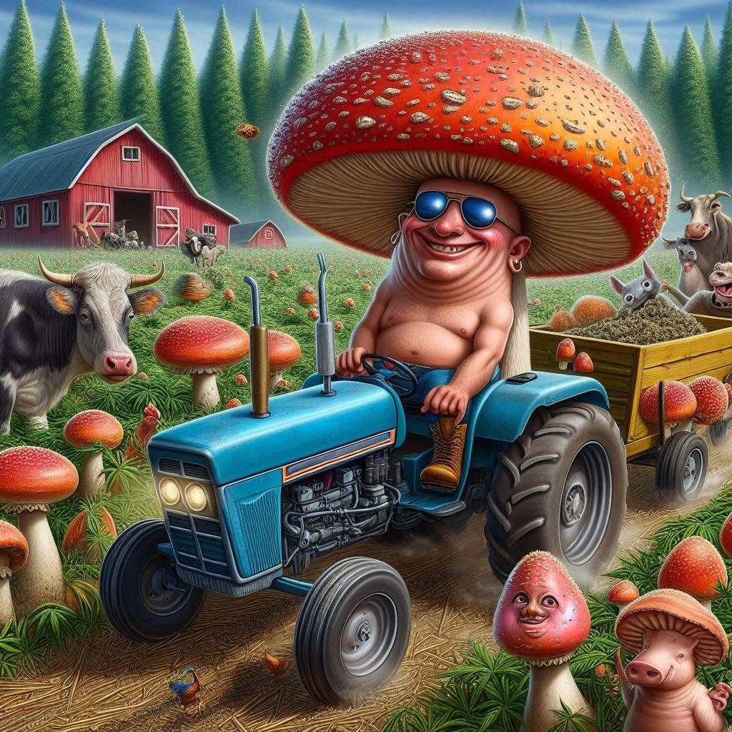 Crazy Mushrooms blushing like a red neck, Life on a farm, dr...