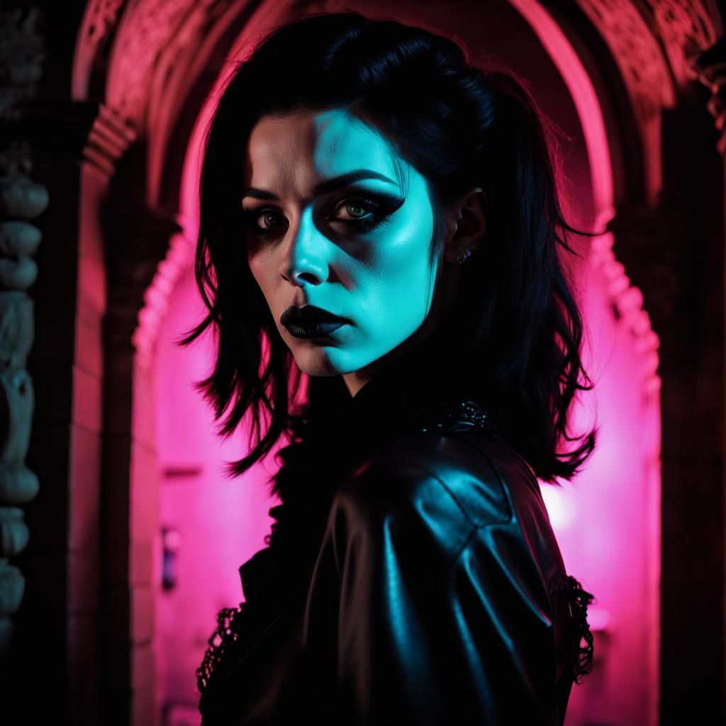 Deathrock Girl in Dracula's Castle: Film Noir Aesthetic