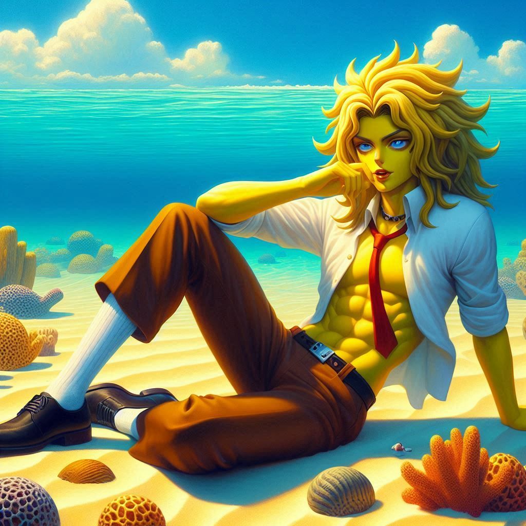 hajime sorayama retro 80s sci-fi futurism cute anime Spongeb...