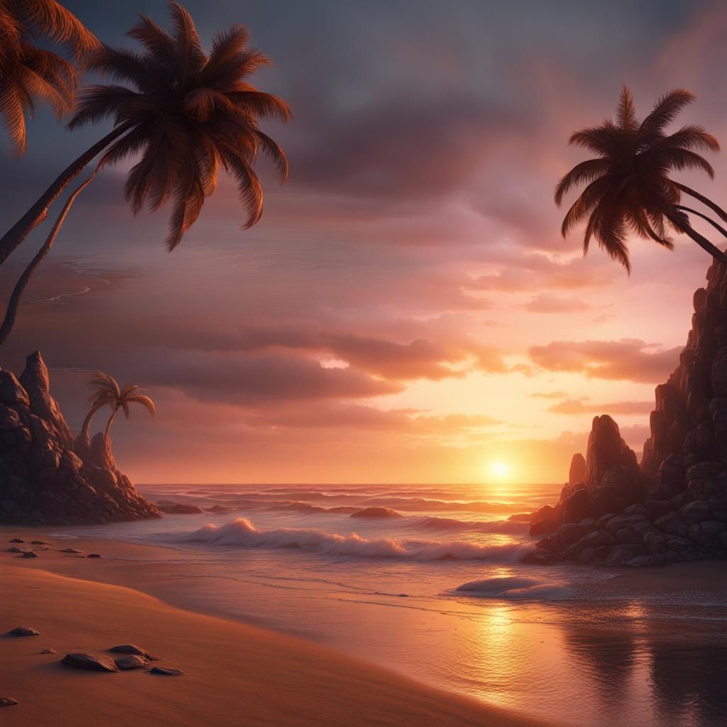 sunset at a empty beach