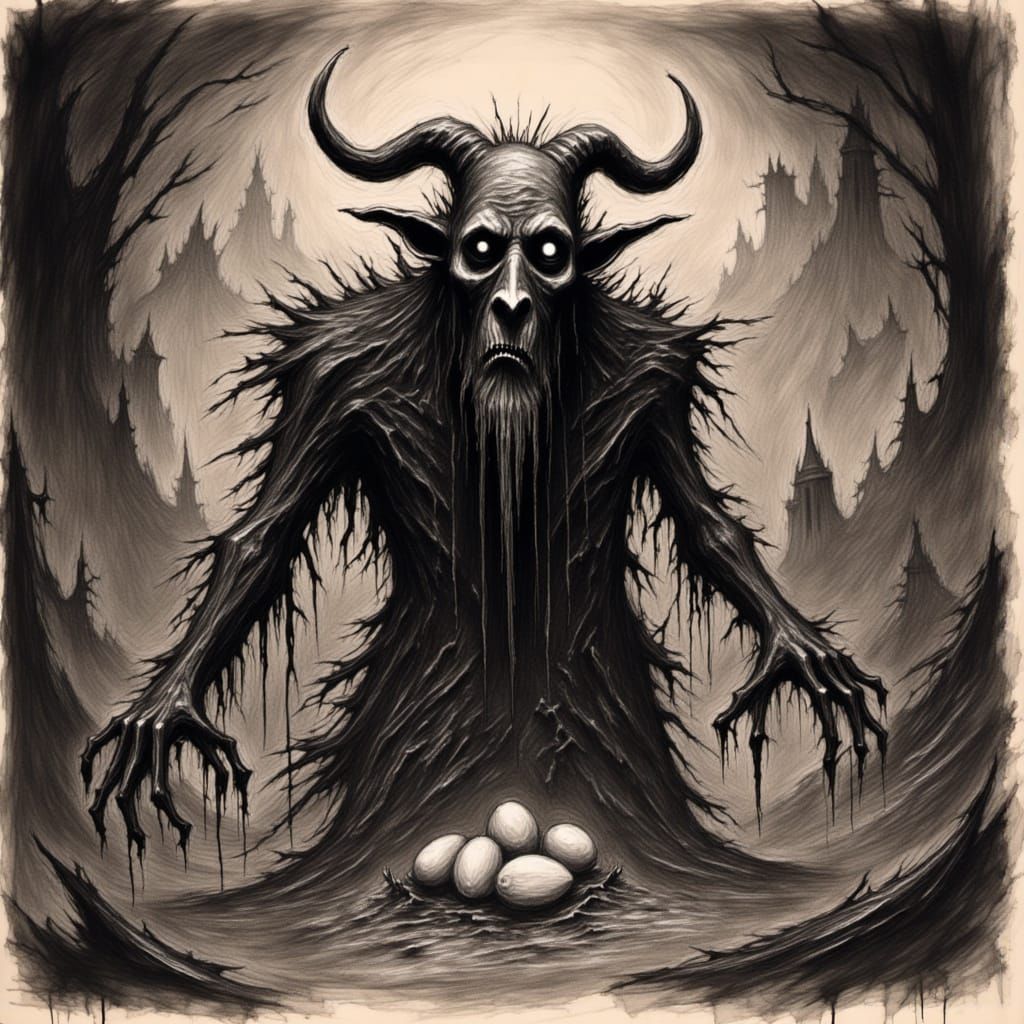 Evil dwarves delving balrog eggs <lora:PsychixFlux:1.0>