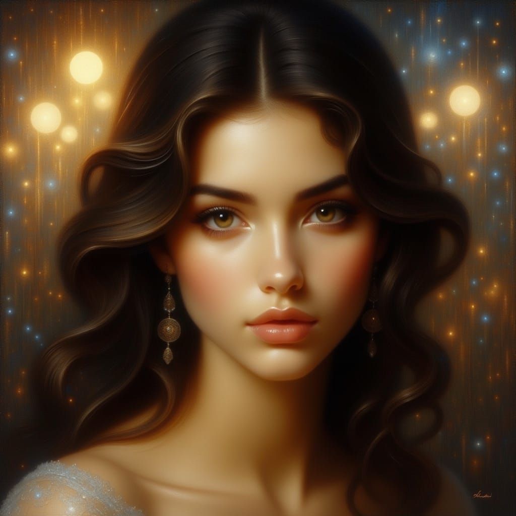  <lora:Luminist Flux:1.0> beautiful brunette woman portrait, luminist style 