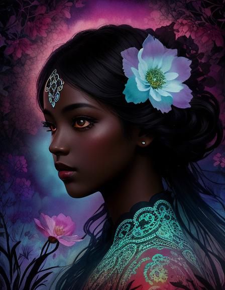 Surreal Double Exposure: Persephone in Smokey Silhouette