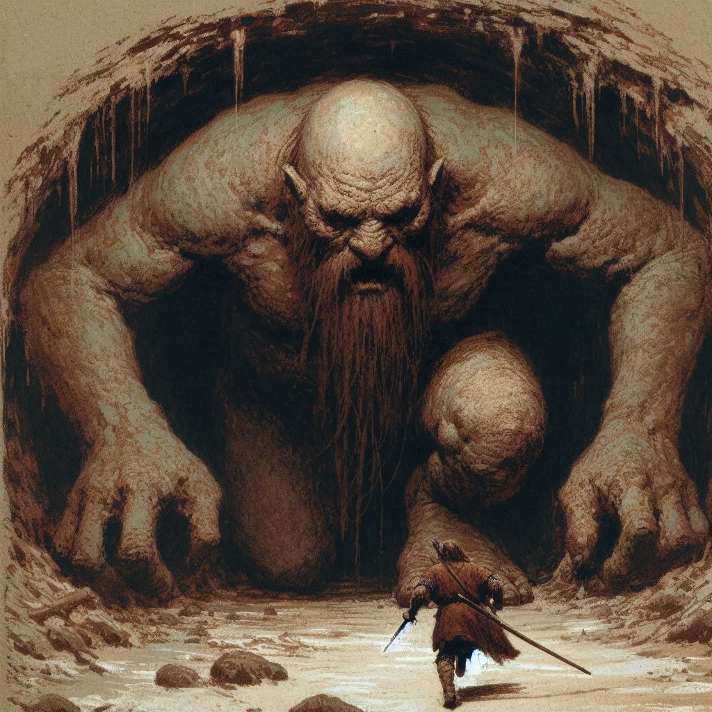 Fighting the Cave troll