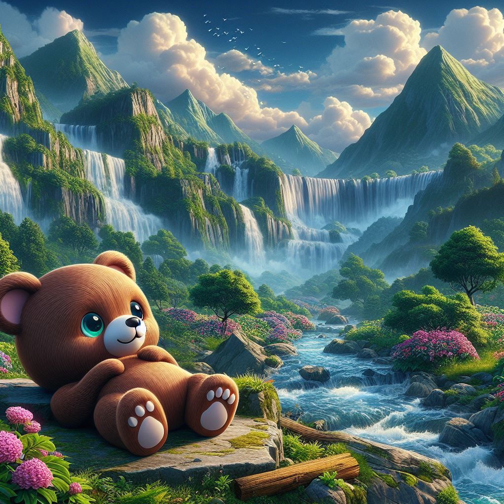 Teddy bear enjoying the scene