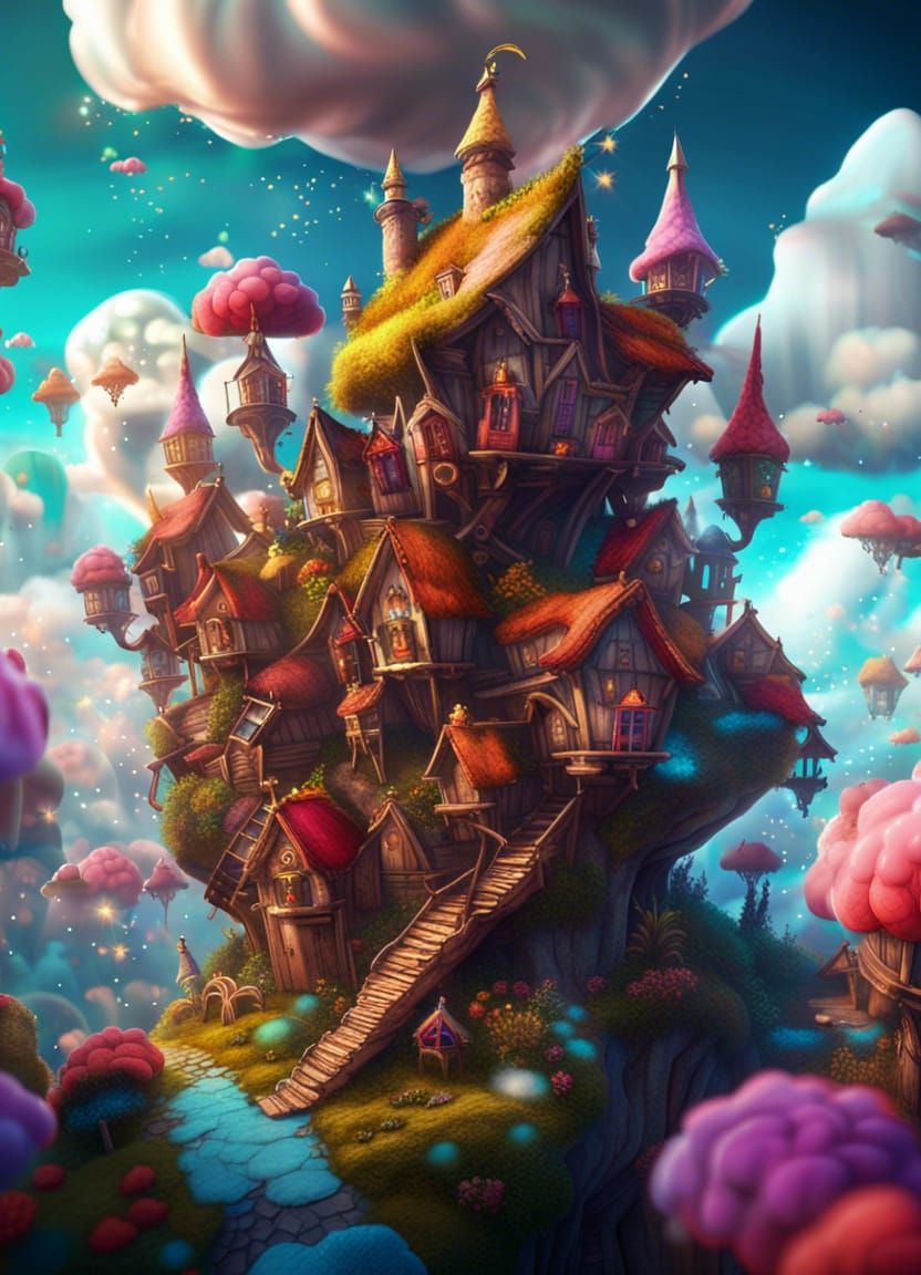 Fairy city on a cloud - AI Generated Artwork - NightCafe Creator