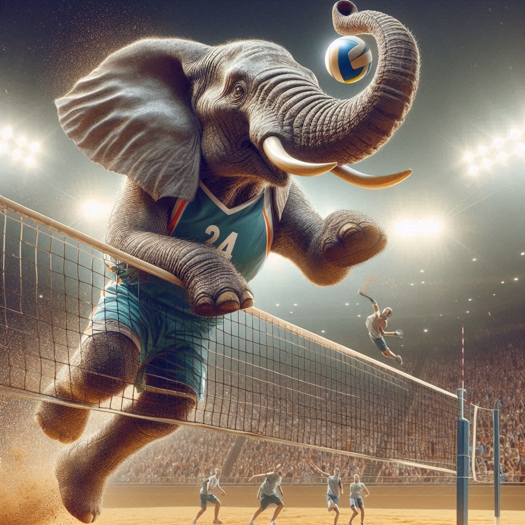 Elephant trunk volleyball spike