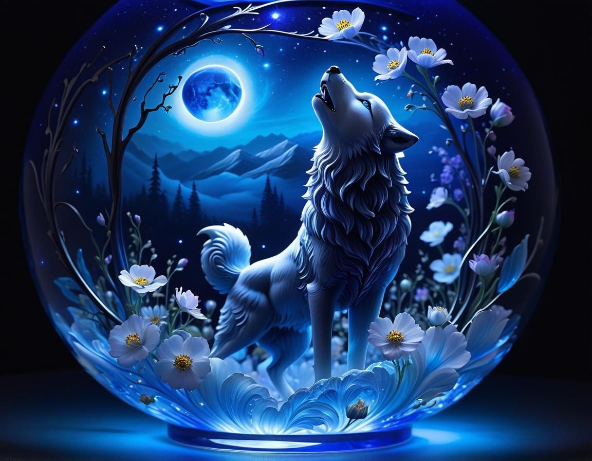 Howling Wolf Galaxy Sphere  by @Eve