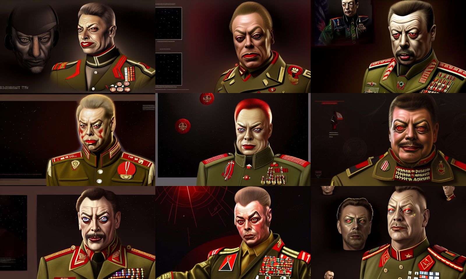 Intricate portrait" conquer: Red Alert" Curry" "Anatoly Cherdenko" military dress uniform "in space" "bewildered expressi... - Generated Artwork - NightCafe Creator