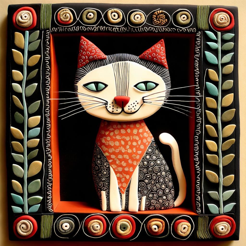 Cute cat folk art.
