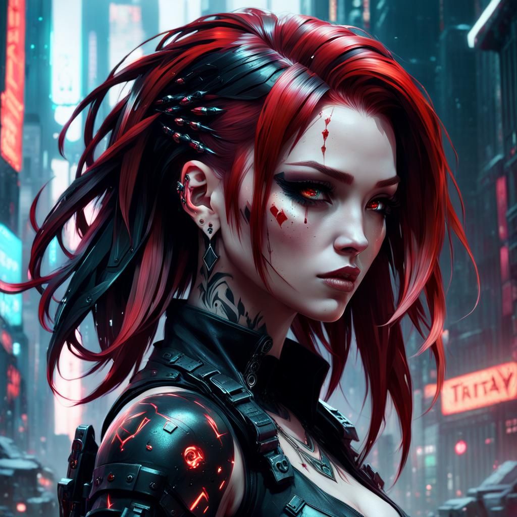 Goth Cyberpunk Woman - AI Generated Artwork - NightCafe Creator