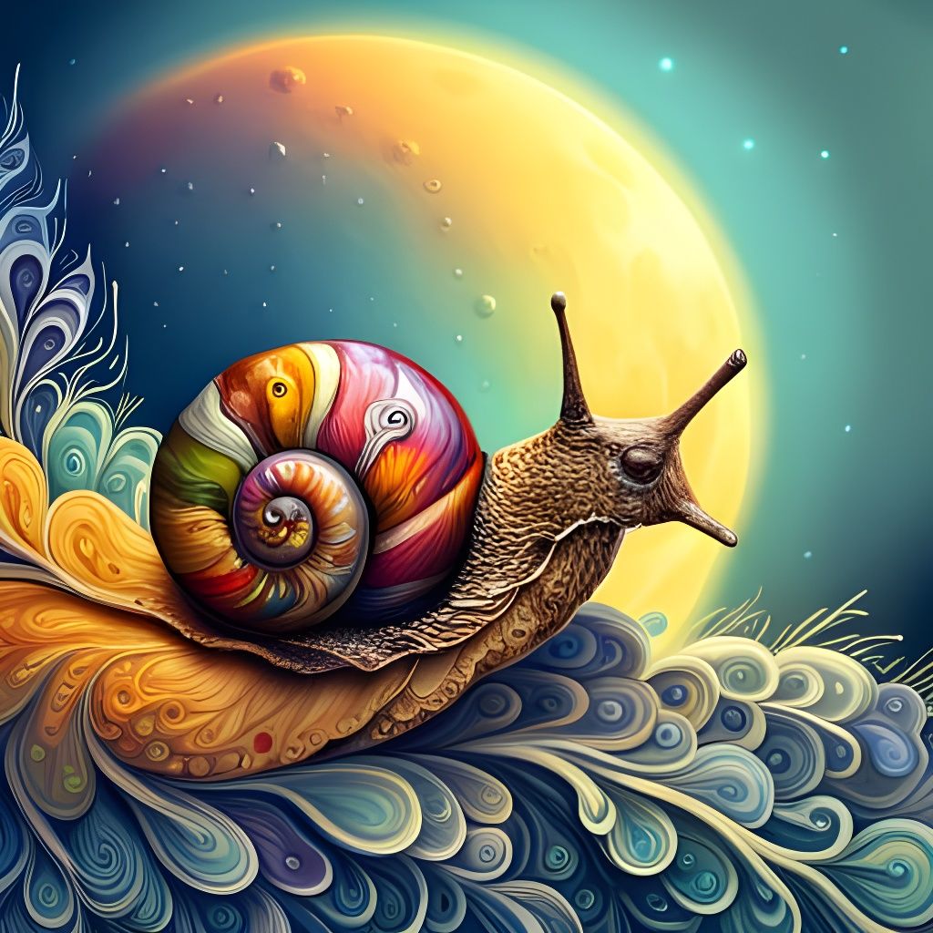 Colorful Snail with a Paisley Slime Trail  by @Asteria