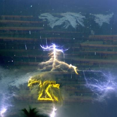 Lightning going through a status of zeus