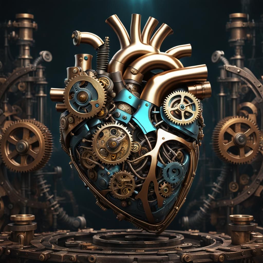 A steampunk robot heart, showcasing for sell  by @Eimen