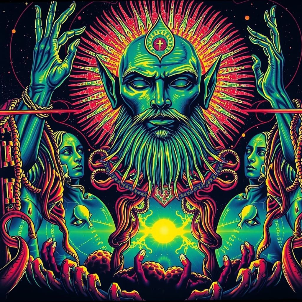 Vibrant Holographic Daugerotype in Dayglo Colors, Inspired b...