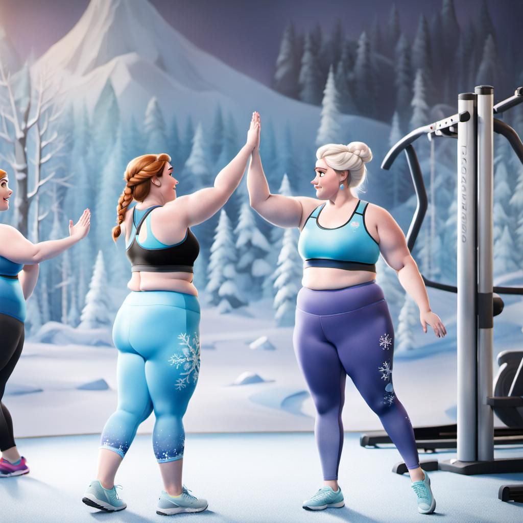 Plus size Elsa giving high five to Anna after training for the new Frozen movie  by @Fokje