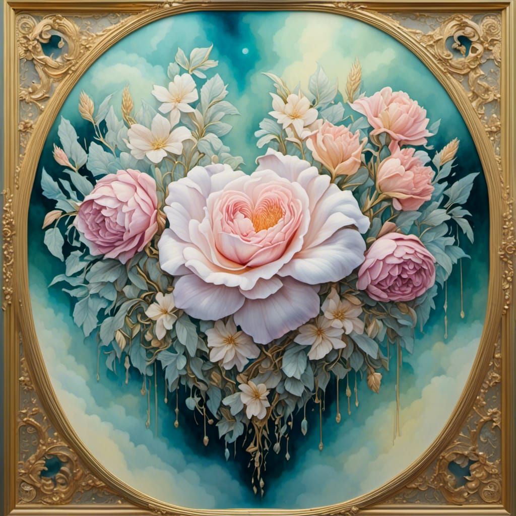 Framed Floral Heart