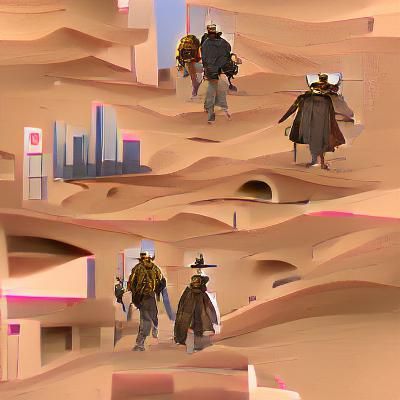 Hollow men roaming a desert city