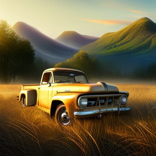 An old ford Apache, in tall grass, 8k resolution, a masterpi...