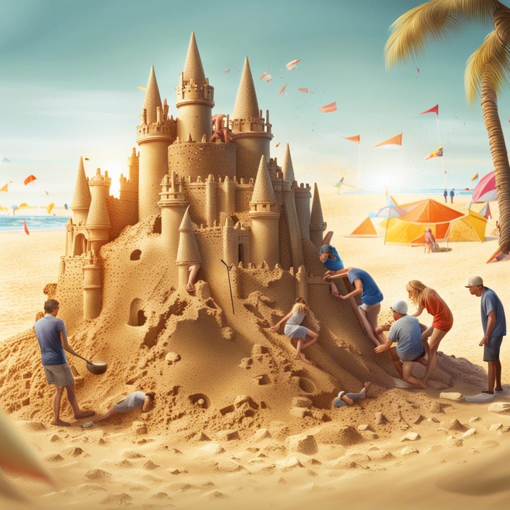 People building a sandcastle  by @Animalpicturelover