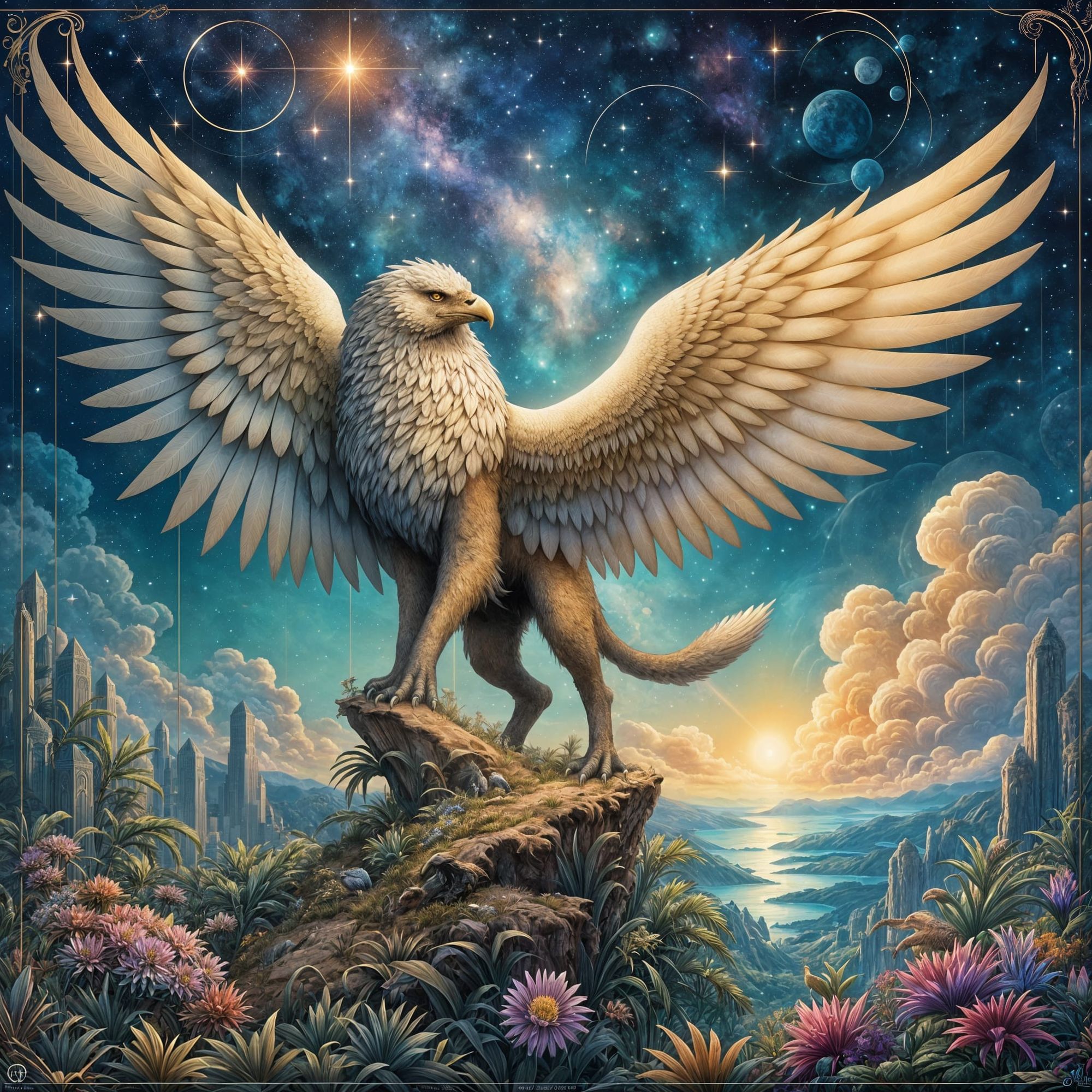 An alien Griffin guarding his city 