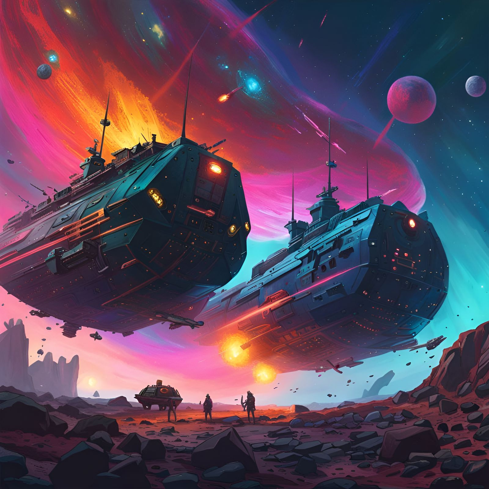 Cosmic Ships Passing in the Night - AI Generated Artwork - NightCafe ...